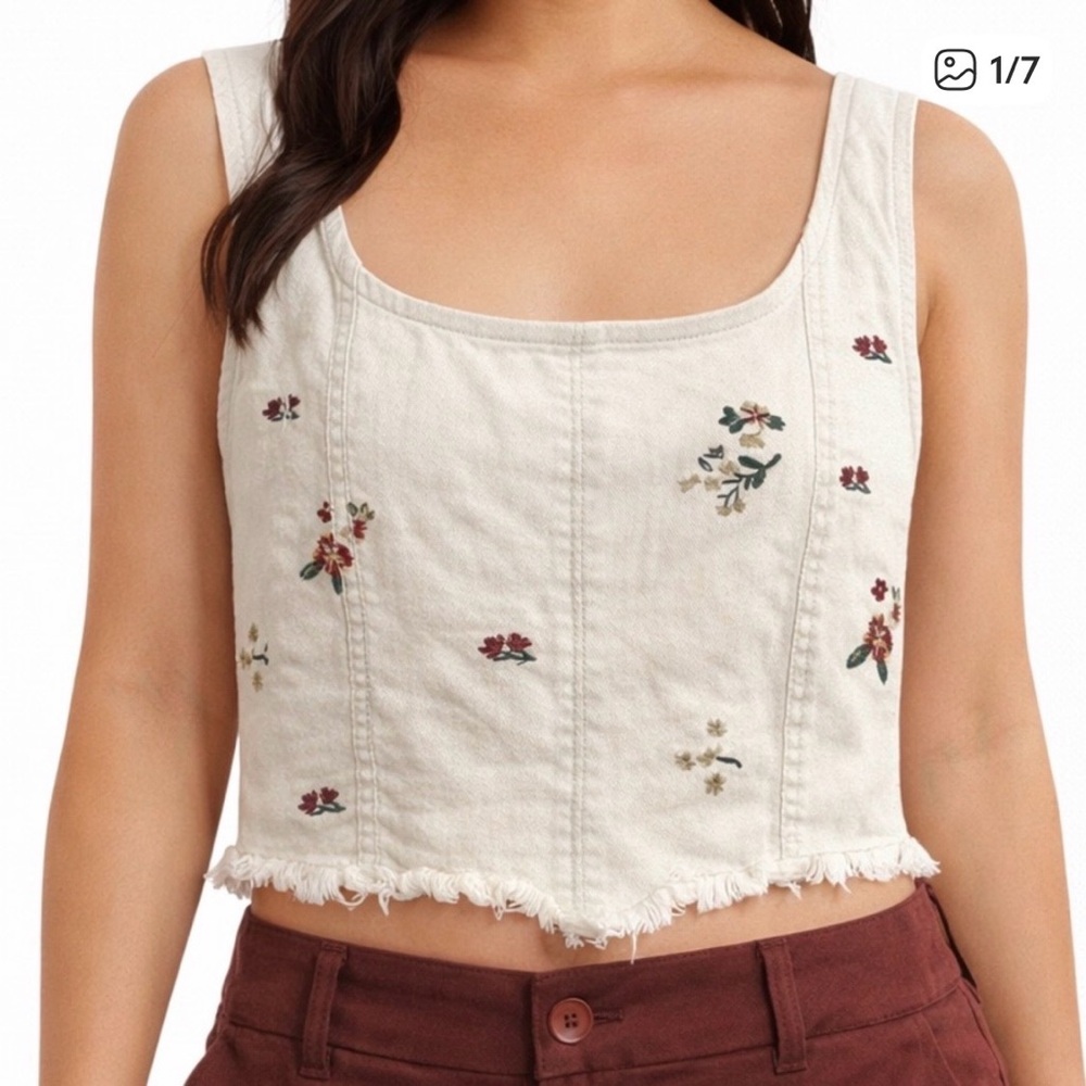 Banjara Embroidered Cream Crop Corset Build Crop Top size M